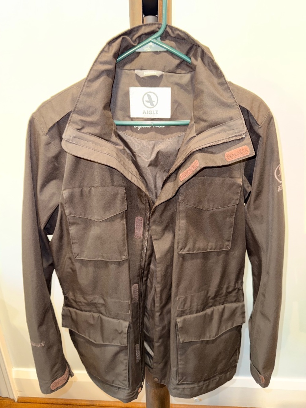 Aigle Gore-Tex Hooded Field Jacket Waterproof Detachable Hood Brown Men’s M